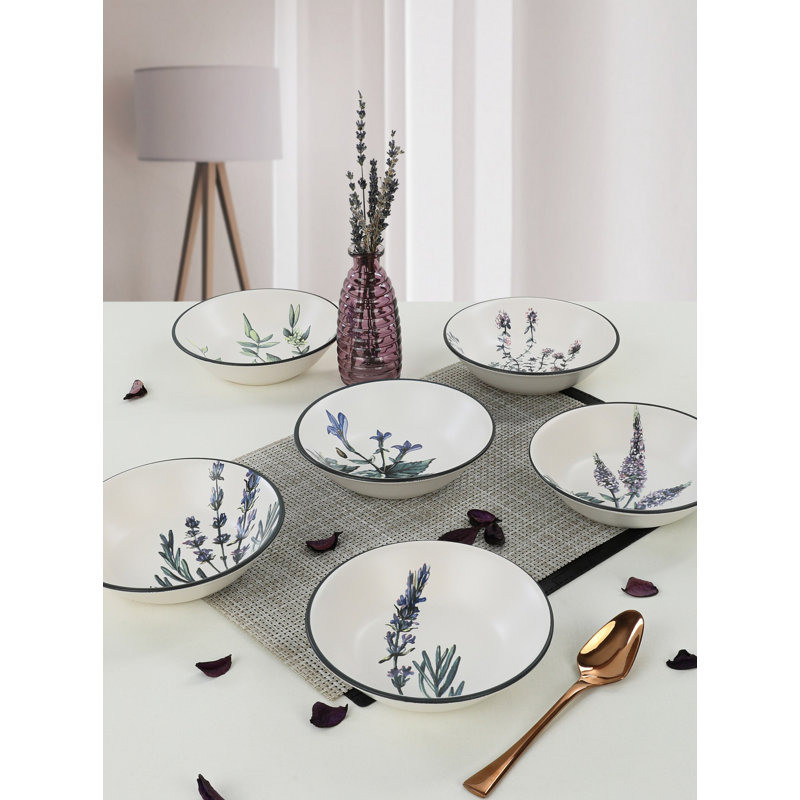 Premium 6-Piece Ceramic Stoneware Plate Set, 7.1-Inch Diameter | Antibacterial, Easy-Clean, Thermal Shock Resistant | Dishwasher & Microwave Safe | Elegant White, Green, Purple & Black Colors for Stylish Dining