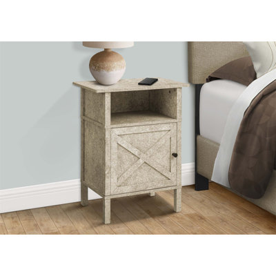 Table d'appoint transitionnelle en stratifié crème avec rangement, parfaite pour les petits salons et les chambres
