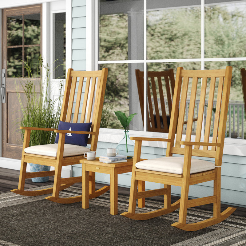 Aprilette Solid Wood Outdoor Rocker Chair, Natural
