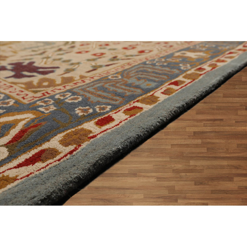 Tapis oriental beige en laine touffeté à la main KPSI Arts and Craft, Rond 8 pi