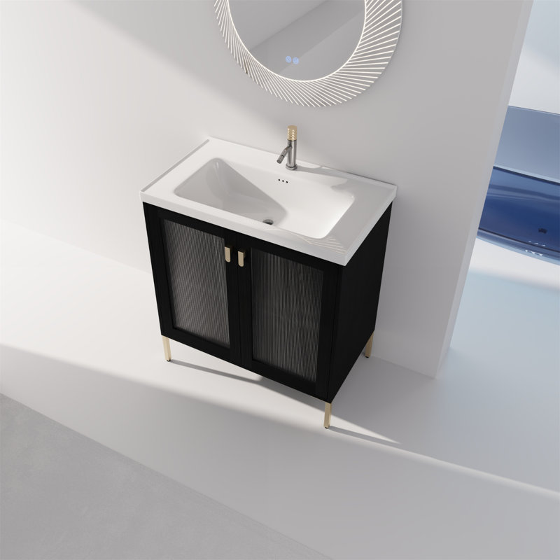 Meuble-lavabo simple 32 po avec plateau en céramique Kambree