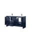 Meuble-lavabo double 60 po, comptoir en marbre de culture et robinet en métal bleu marine, rangement à fermeture douce et tablette ouverte x P 20 po-1690173222