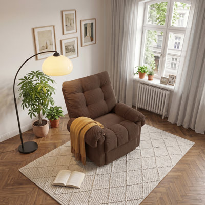 Fauteuil inclinable électrique, fauteuil inclinable électrique en velours côtelé doux, fauteuil inclinable réglable 100 ° à 160 ° pour la chambre à coucher du salon
