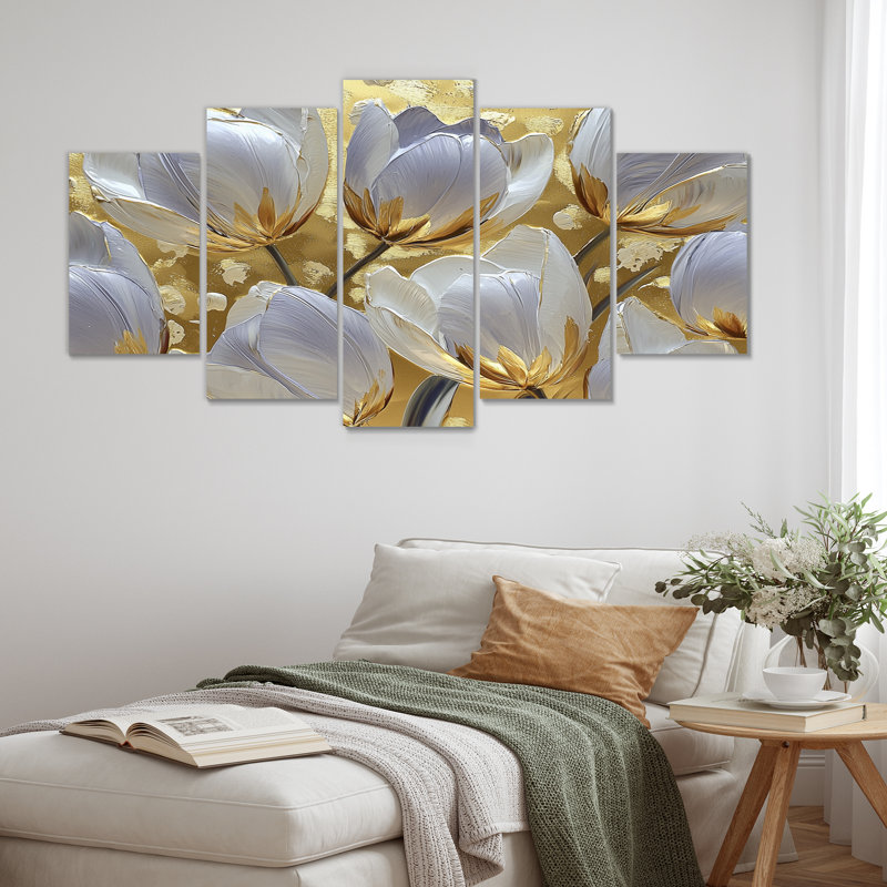 Lierre IV - Tulips Wall Art - Traditional Wall Art Decor 5 Piece