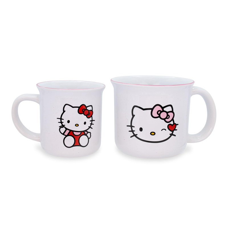 Ensemble de 2 tasses de camping en céramique Hello Kitty, 9 et 16 onces