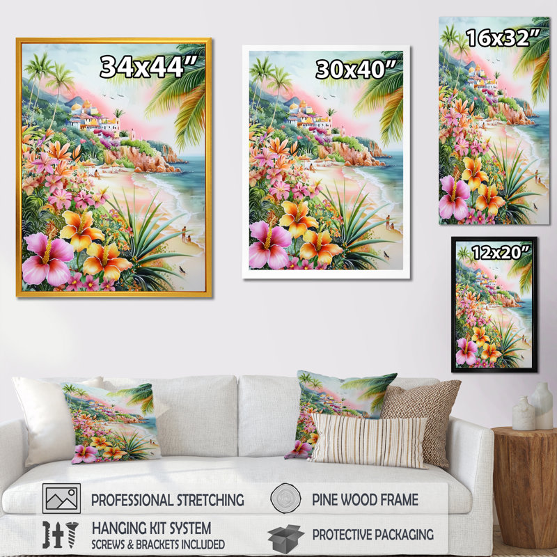 Scène de plage mexicaine à Tulum I - décoration murale Mexique, H 32 po x l 16 po, Noir