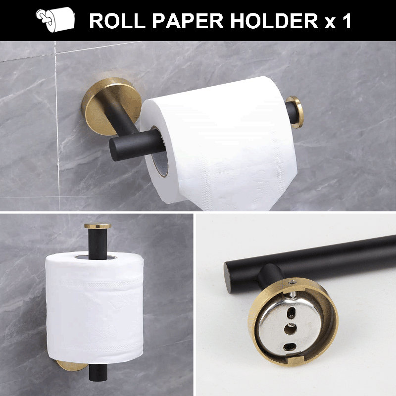 5 - Piece Bathroom Hardware Set, Black/Gold