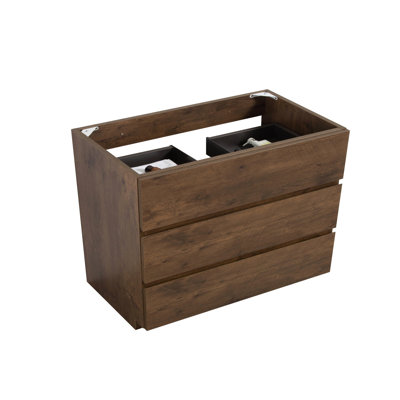 Armoire de plancher pour salle de bain - noyer, 3 tiroirs, élégance moderne, lisse et silencieuse sans cuve à trois et lisse, maximise le rangement,