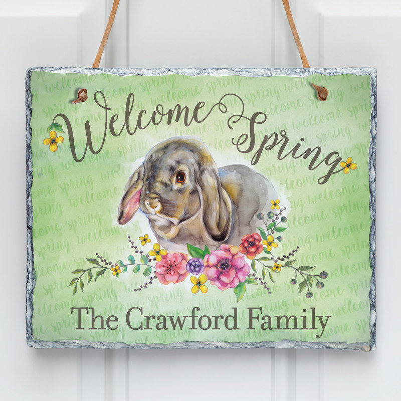Décoration murale ardoise personnalisée "welcome spring"