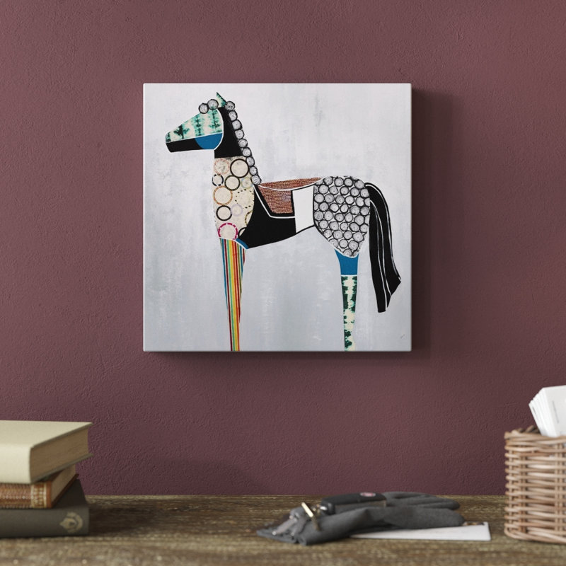 « cheval play », peinture sur toile, Toile tendue, H 12 po x l 12 po x p 1,25 po