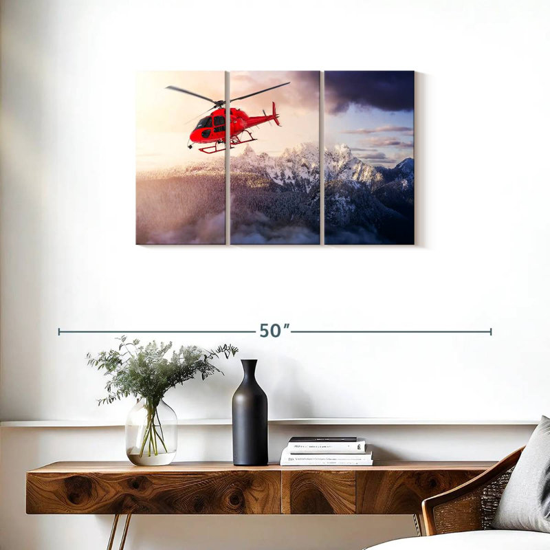 Mehar Flying Red Helicopter, 20" H x 33" W