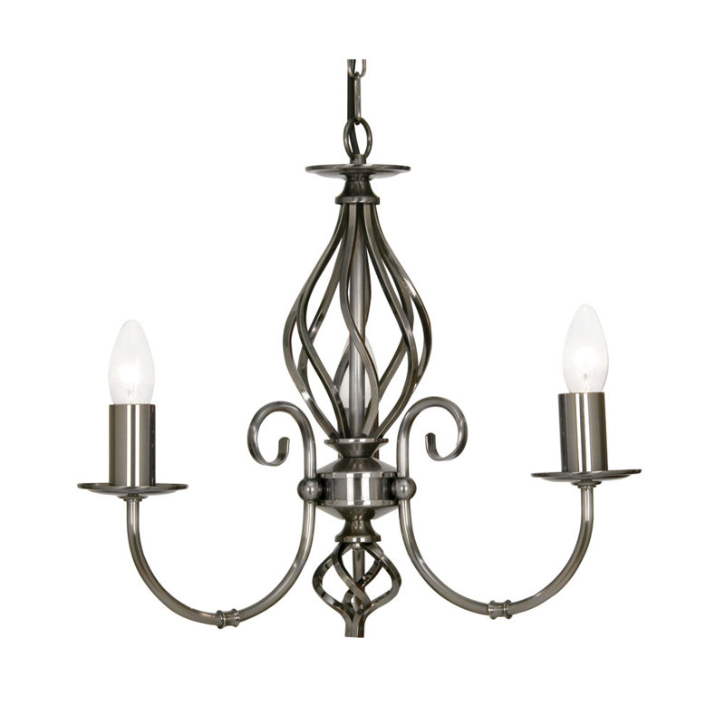 Bonifacio 3 - Light Candle Style Chandelier, Antique Silver