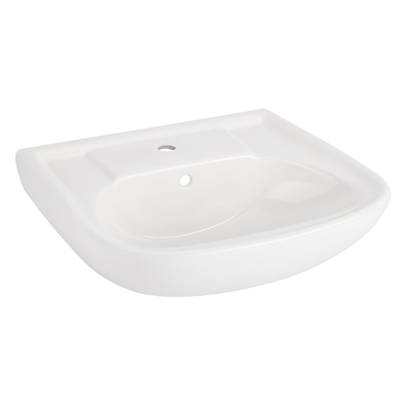 23" Rainsville White Porcelain Rectangular Wall Mount Bathroom Sink with Overflow, Single