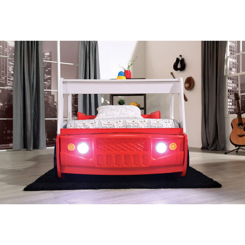 Lit simple de conception de voiture de course de style moderne de fantaisie avec structure en métal à haute brillance incluse
