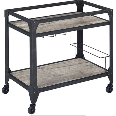 Versatile Rustic Oak Serving Cart With Multiple Functionalities And Stylish Design