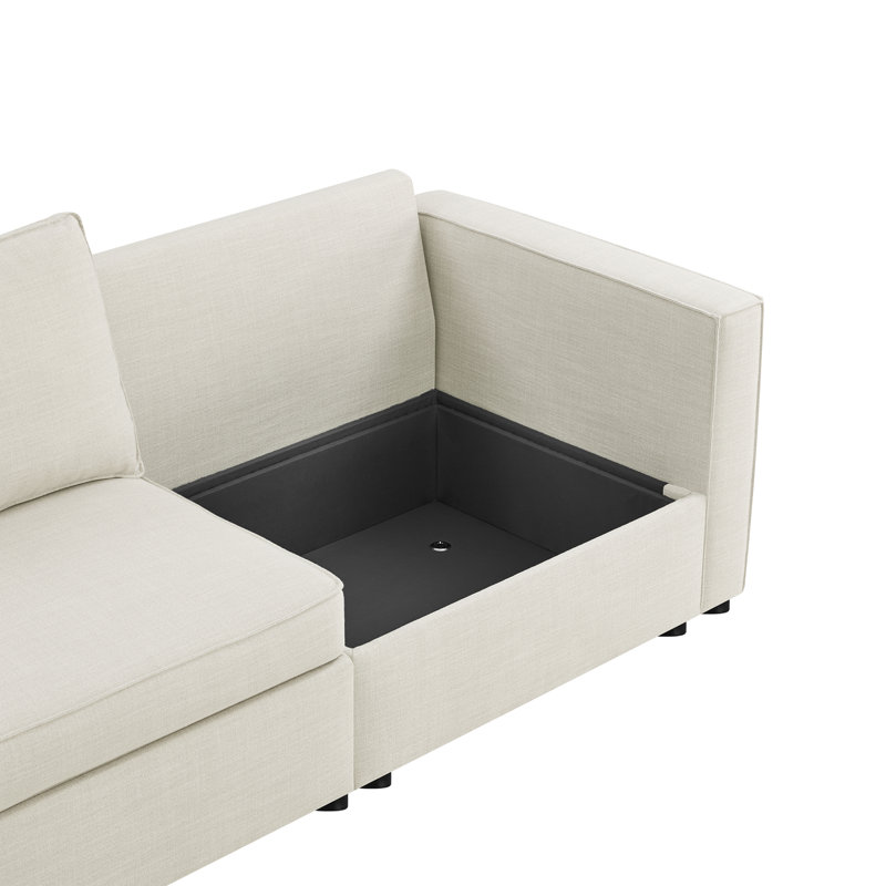 Canapé modulaire convertible en L avec rangement, Linen
