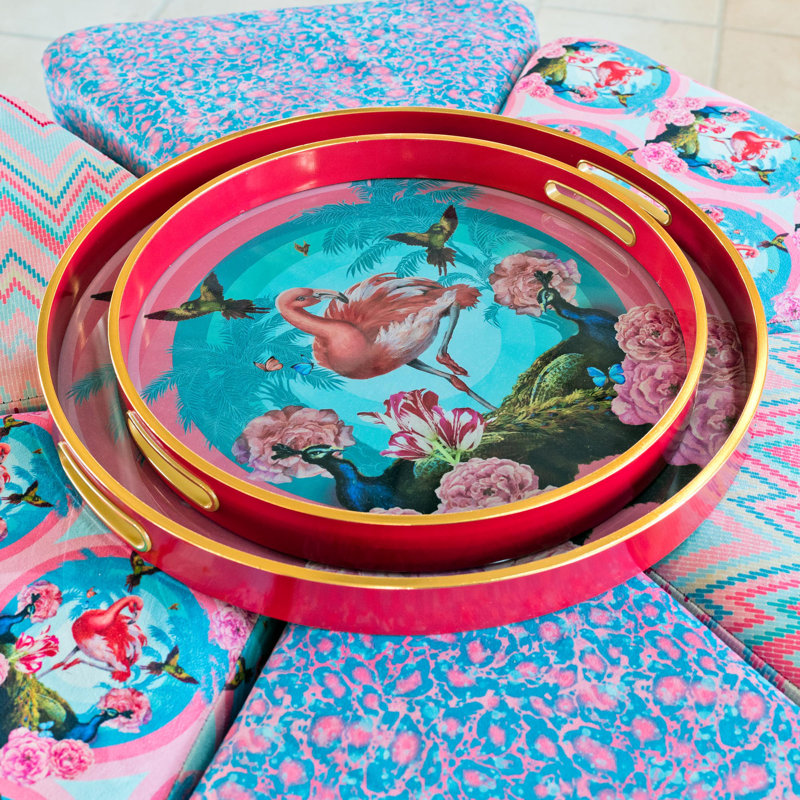 LLB -Round tray set of 2- Flamingo-go