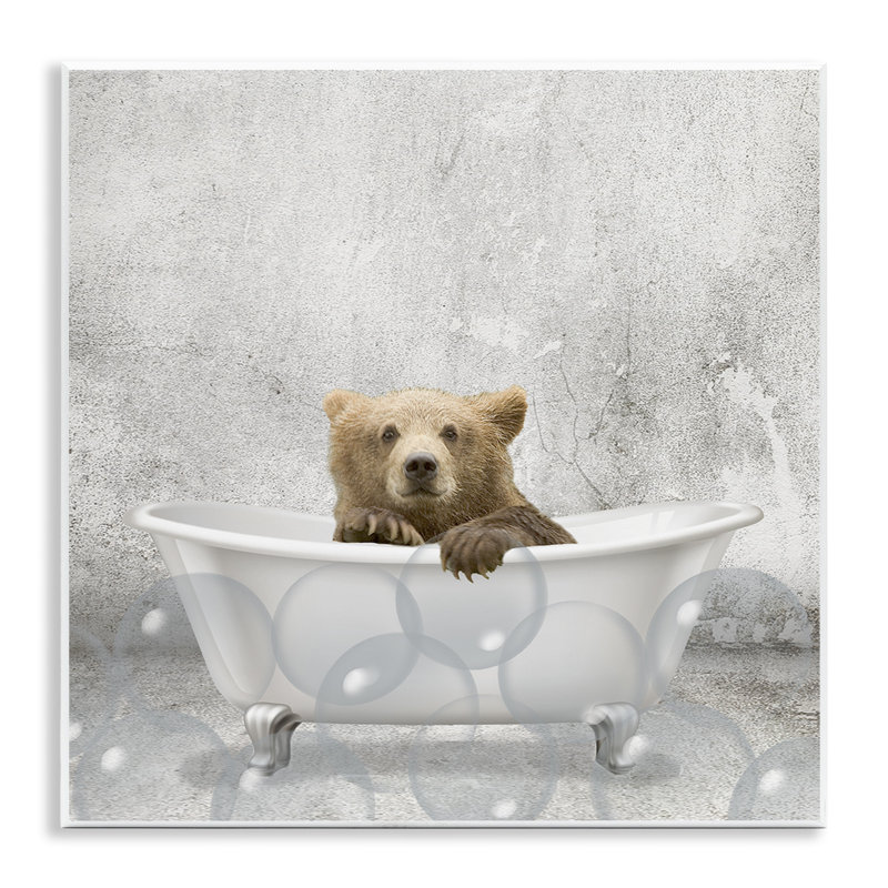 «Baby Bear Bath Time Cute Animal», reproduction d'impression