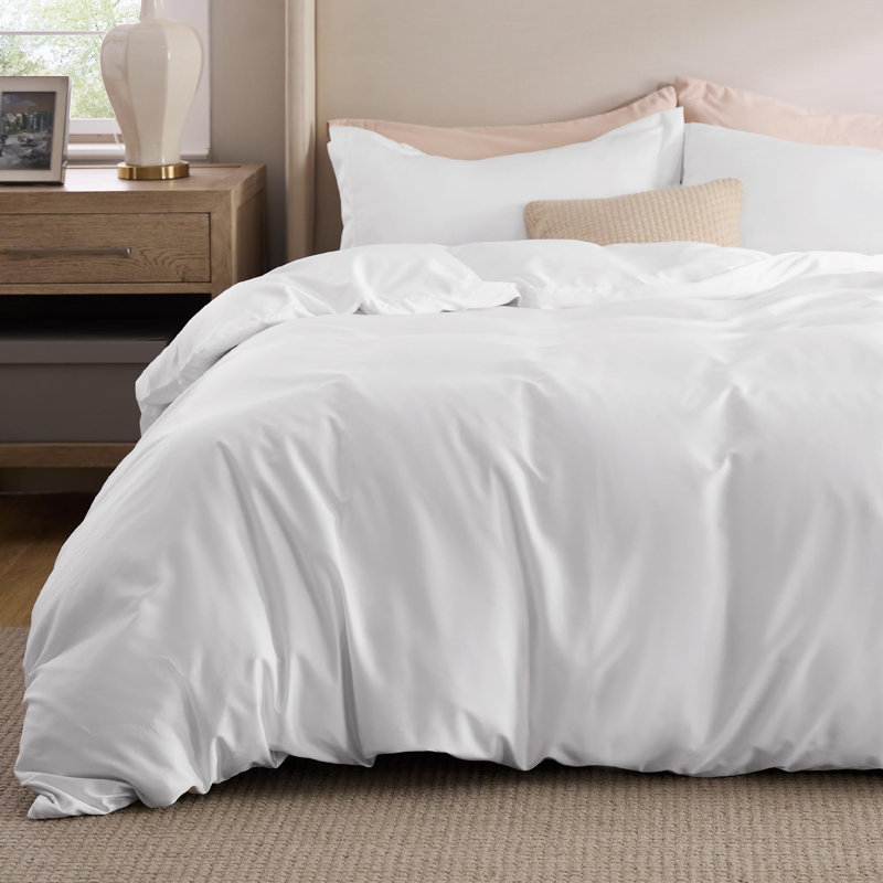 Housse de couette en coton hybride Bedure, Housse de couette très grand et 2 très grandes t, Blanc brillant