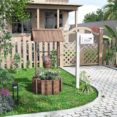 Wooden Wishing Well For Garden, Patio