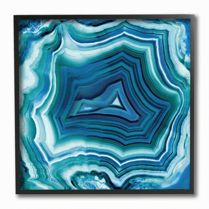 «Agate Crystal Pattern Blue Abstract» par Danielle Carson - impression d'art graphique, Giclée encadrée noir minuit