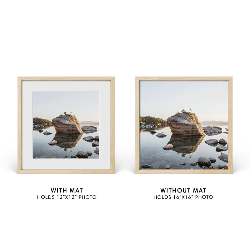 Solid Wood Picture Frame with Glass, Beige, 16" W x 16" H