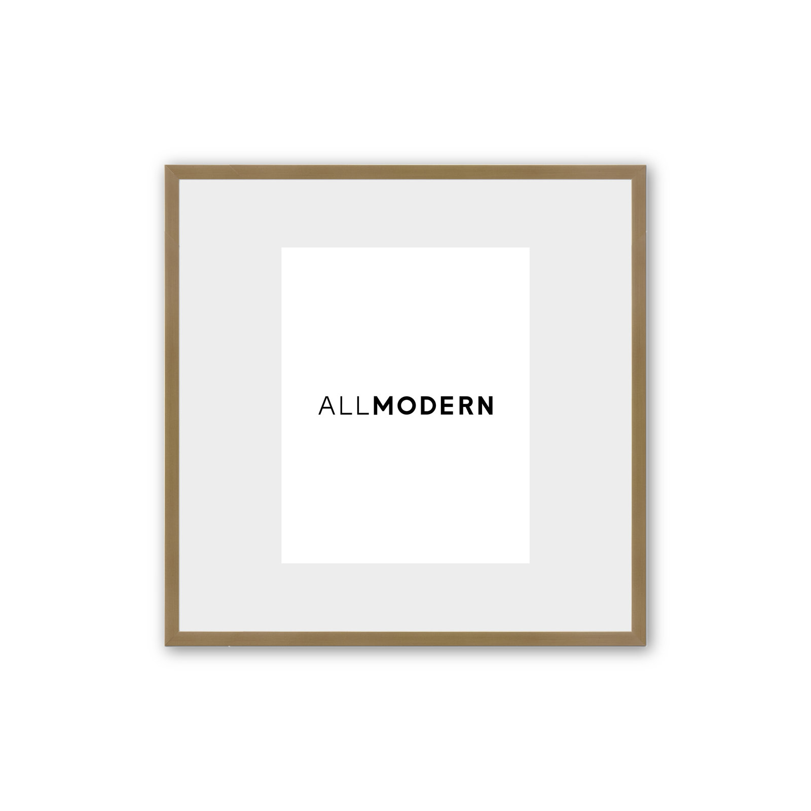 Benny Solid Wood Picture Frame, Brushed Gold, Included Mat, 13.75" x 13.75"