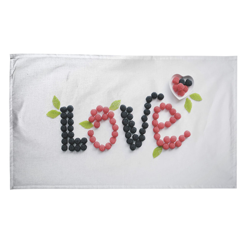 Serviette de thé love baies love, Sergé de coton