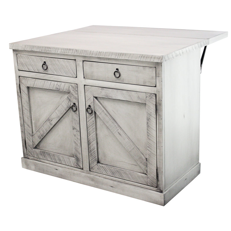 Beverly 48 " W Kitchen Island with Birch Solid Wood Top, Rustic Dela Verria