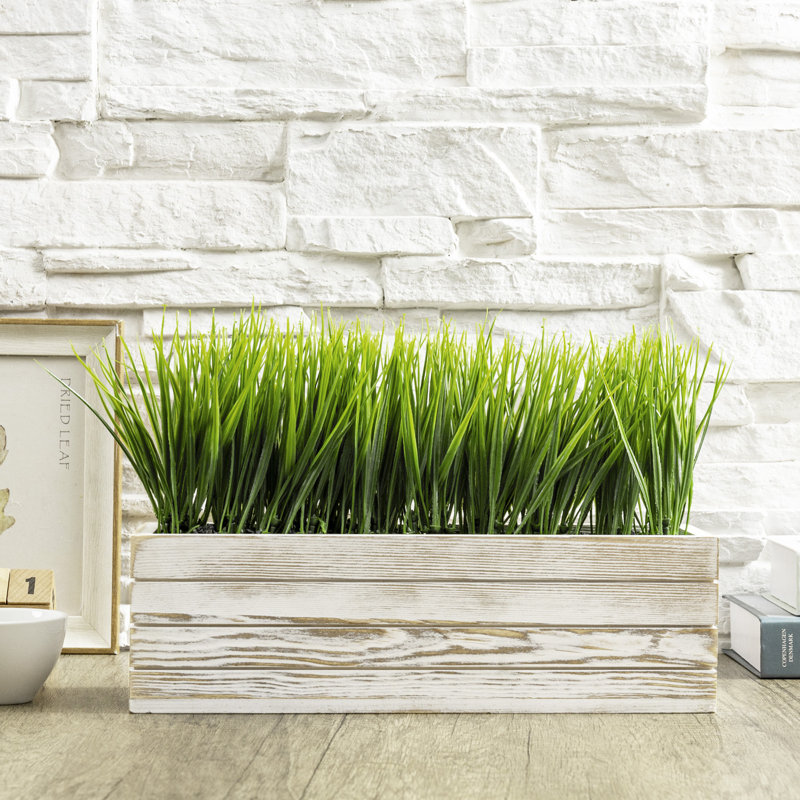Herbe à oignon artificielle 9,84 po en pot, Vintage White