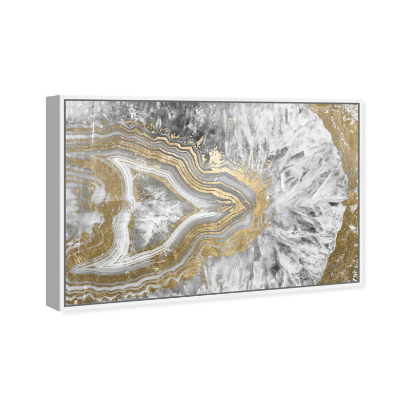 Agate Geode Crystal - Impression sur toile, H 36 po x l 54 po, Cadre blanc