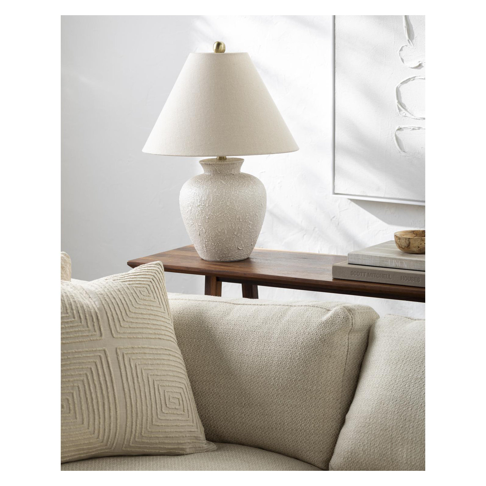 Calico Table Lamp, Cream Finish / Natural Shade