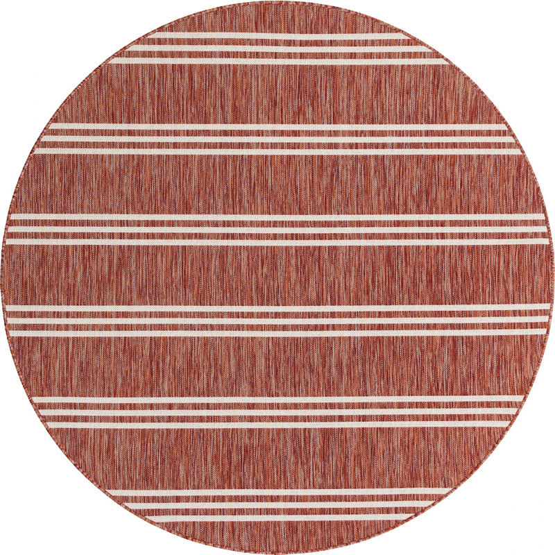 Outdoor Destiny Area Rug Rust Color, Round 6'7"