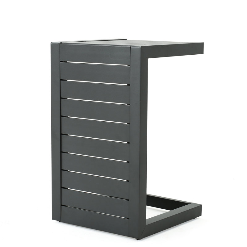 Table d'extérieur moderne en gris - Fabrication en aluminium fonctionnelle pour les taches de détente
