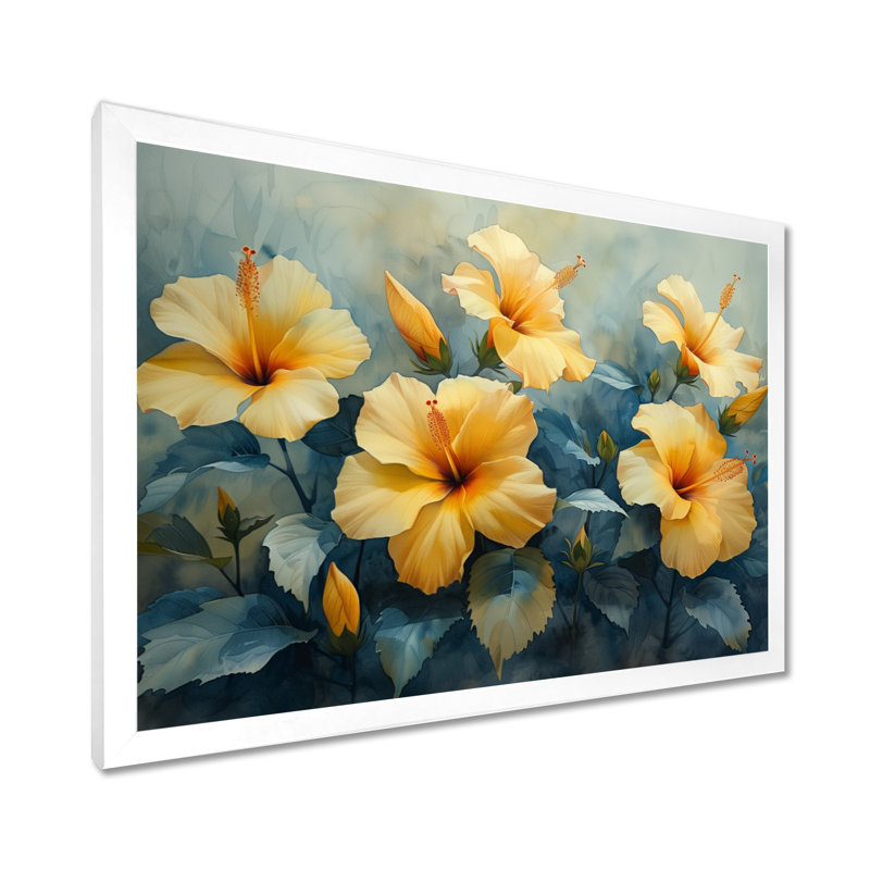 Marcel - Hibiscus, impression d'art mural, H 34 po x l 44 po x P 1,5 po, Toile encadrée blanche avec une seule photo