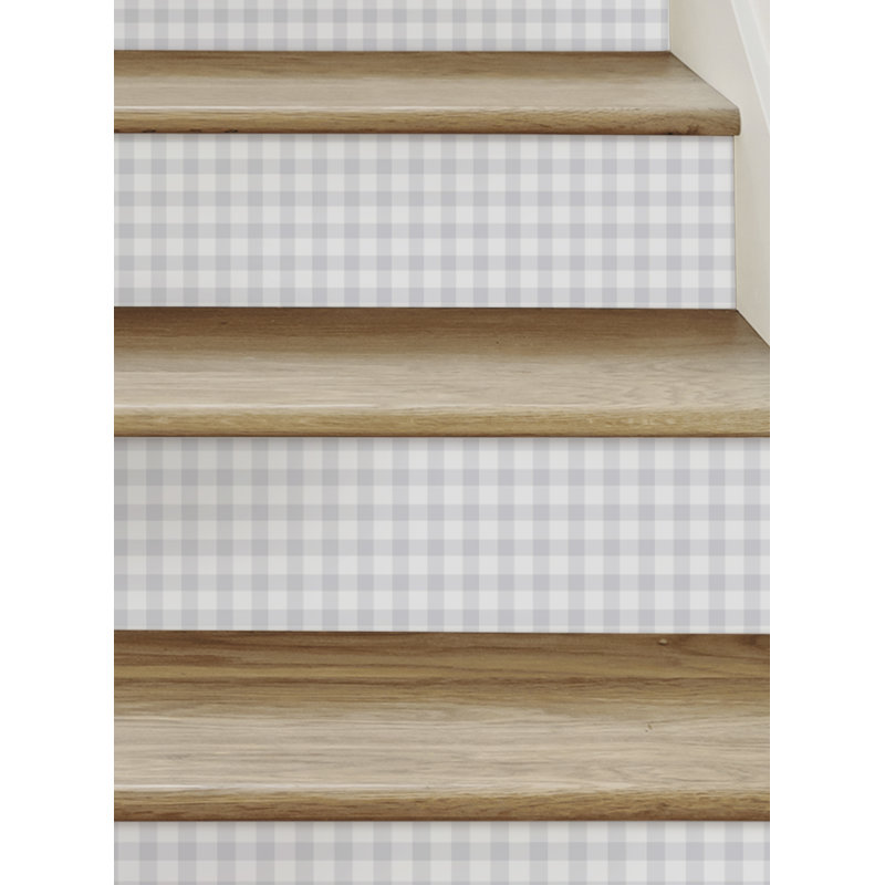 Bandes d'escalier à carreaux Gingham, H 7,5 po x l 48 po, Gris