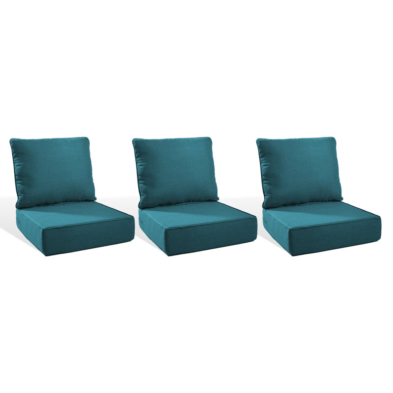 6" Outdoor Cushions For Patio Furniture, 22X24x6 Thick Seat Cushion Set Of 3, Fade Resistant Couch Chair Replacement Cushions High Density Deep Wicker Chair Cushion W/Removable Cover