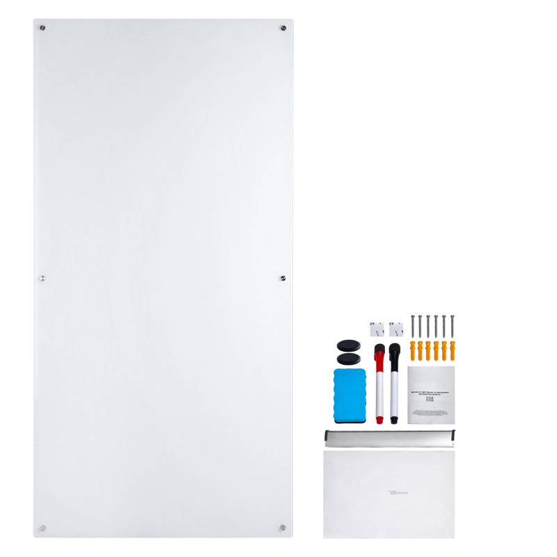 Tableau blanc magnétique en verre, 36,02 po x 72,01 po, Transparent