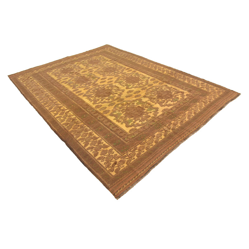 Tapis de zone en laine 6 pi 6 po x 8 pi 8 po one-of-kind noué la brown Earley