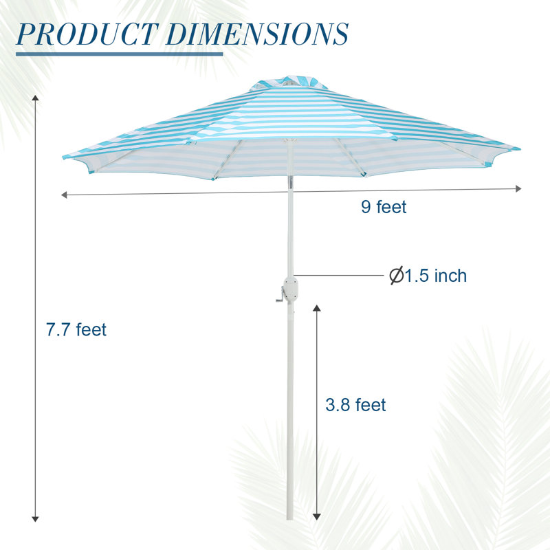Parasol de patio 9 pi Sariyha, Bleu clair/blanc