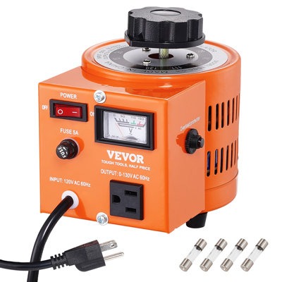 Transformateur de tension variable automatique VEVOR 500VA, 15,3 ampères, entrée 110V sortie 0-130V Voltag AC