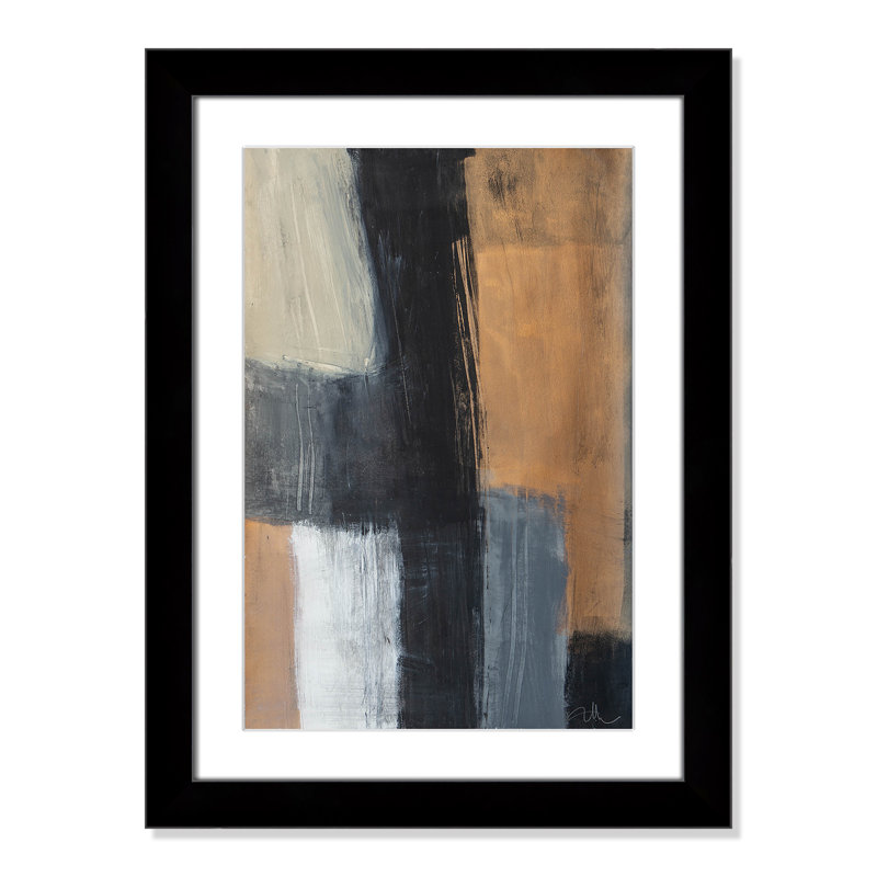 Calderon "Metallic Slate II" Print, 24.5" H x 18.5" W x 1.25" D, Black Cube Frame Matted