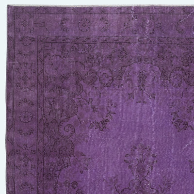 5x9.8 Ft Contemporary Area Rug in Purple, Hand-Knotted in Turkey