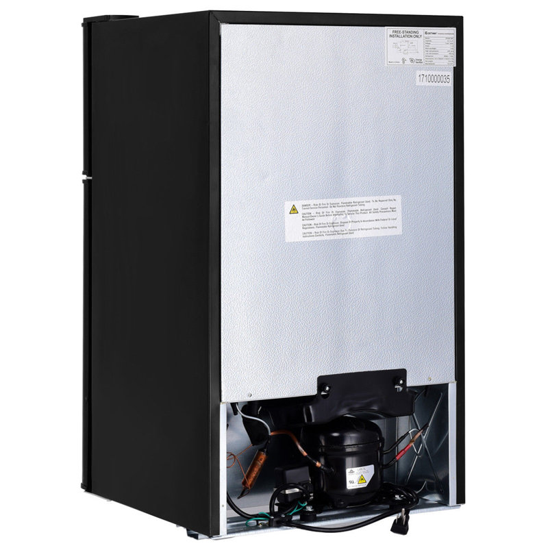 3.2 Cu Ft Compact Black Stainless Steel Refrigerator with Freezer