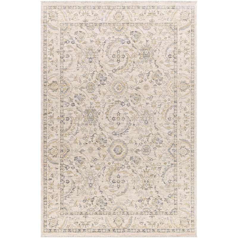 Jinhong Oriental Machine Made Power Loomed Polyester Area Rug in Beige, Rectangle 11'11" x 15'7"