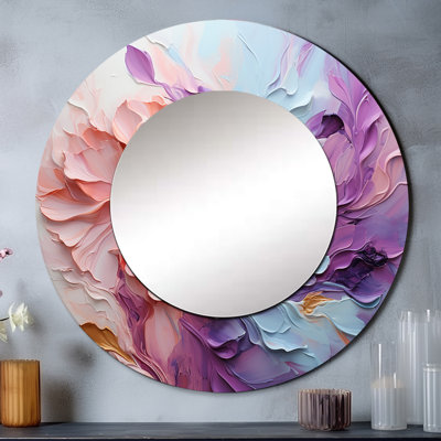Whirling Dreamscape - Abstract Spirals Wall Mirror, Modern Round Decorative Mirror, Printed Metal Art