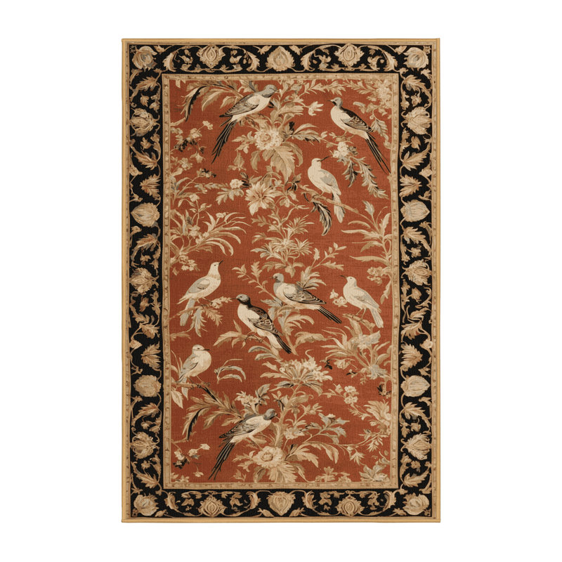 Tapis brun français lavable à la machine, Rectangle 3 pi x 5 pi