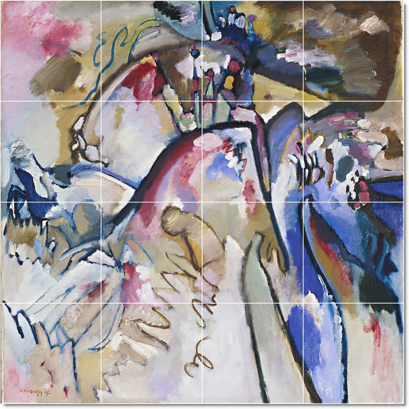 Carreau de peinture murale 48 po x 36 po 12 po x 12 po, Wassily Kandinsky, abstrait W22721