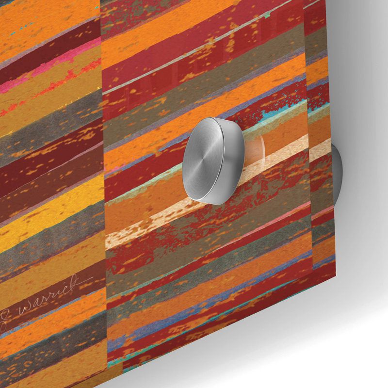  «Spice Stripes Panel 1» par Cheryl Warrick, art mural en verre acrylique, 16 po x 48 po