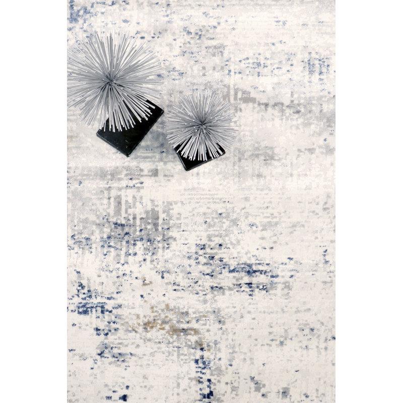 Luxurious Modern Edge 4' x 6' Rectangular Gray Synthetic Rug